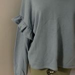 Lucky Brand  Ruffled Wide Crewneck Top Dusty Blue Small Photo 2