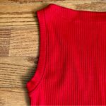 J.Crew Premium Ribbed Side-Button Cotton Pullover Red Top Women’s Size M Photo 4