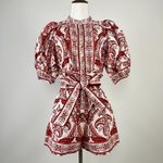 Farm Rio NWT  Tropical Cameo Belted Romper Size M 100% Cotton Puff Sleeves Photo 4