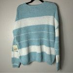 a.n.a NWT  a new approach Blue and White Scooped Neck Long Sleeve Sweater Large Photo 6