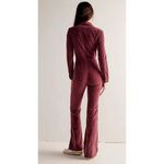 Free People NWT $178  Jayde Cord Flare Jumpsuit Wine L Cottagecore Western‎ Retro Photo 1
