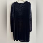 Mango  Ruched Long Sleeve Velvet Dress, Black, Size 22 Photo 14