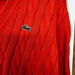 Lacoste  Women's Vibrant orange V-Neck Sweater Photo 4