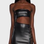 Edikted Black Leather Going Out Mini Dress Photo 0