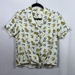 Kuhl Elsie Short Sleeve Button Up Tie Front Ivory Lemon Shirt Top Women's Size S Photo 0