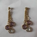 Vintage Lavender and Gold Dangle Earrings Photo 1