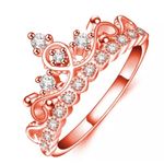 Rose Gold Austrian Crystal Princess Crown Ring Photo 0