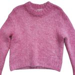 H&M Oversized Knit Sweater Womens Small Pink Mohair Wool Chunky Fuzzy Jumper Photo 2