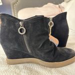 Sofft Siri Black Suede Wedge Booties Boots Aqua Sofft Ruched Waterproof Wms 11M Size 11 Photo 5
