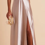 Birdy Grey  Bridesmaid Dress Style Jay Color Taupe Fabric Satin Size Women's XS Photo 0