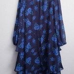 Draper James  X Eloquii Blue Floral Ruffle Tiered Long Sleeve Dress Photo 0
