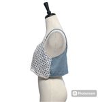 Urban Renewal Chambray Ivory Crochet Sleeveless Scoop Neck Crop Top Small Medium Photo 2