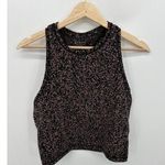 Athleta  Shanti Jacquard Crop Tank Top Women's Medium Black Brown Yoga Activewear Photo 0