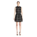 Gracia  Windowpane Print Mini Dress with Neck Tie Size Small Black Check Dress Photo 1