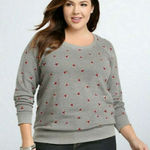 Torrid ✨ Womens Sweatshirt Size 0 or Large Grey Red Fox French Terry Knit✨ Photo 0