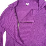 J.Crew   Women's HALF ZIP KNIT Asymmetrical SWEATER Wool Alpaca Blend Purple XS‎ Photo 2