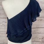 Capulet Revolve  Vanessa Navy Ruffle One Shoulder Top, NWT, Small, MSRP $158 Photo 10