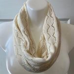 Maurice's Cream Crochet Knit Infinity Scarf with Intricate Pattern Photo 0