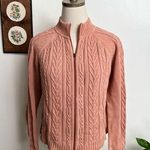 Pendleton Peach Cotton Cable Knit Zip Up Cardigan Sweater Photo 0