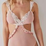 Free People We Are HAH  Key To Ur Heart Bodysuit Copper Rose Pink Lace XS Sheer Photo 1