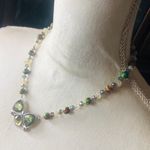 Handcrafted genuine stone cal silica citrine bow tie pendant necklace Silver Photo 2