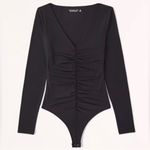 Abercrombie & Fitch Abercrombie Black Long Sleeve Ruched Front Bodysuit Photo 0