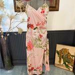 Lulus NWT  Remarkable Entrance Pink Floral Print Satin Midi Dress ~ Size M 🧡🍄 Photo 2