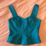 French Connection  Bustier Top Turquoise Sleeveless Zipper Size 2 Contemporary Photo 0