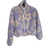 Urban Outfitters Olivia Sherpa Fleece Jacket Flower Purple Full Zip Womens XS Photo 1