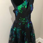 Black Sequin One Shoulder Floral Mesh Dress XL Photo 0