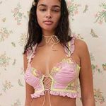 For Love & Lemons Sunset Butterfly Ruffle Bustier Bra Womens XS New VS Pink Photo 0