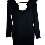 19 Cooper Ruffle Long Sleeve Knit Dress Black Mini Dress Size L Photo 2