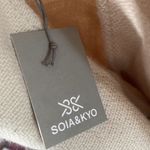 SOIA & KYO NEW Yadira Colorblock Fringe Scarfigan Cape Shawl Shrug Neutral Knit Photo 8