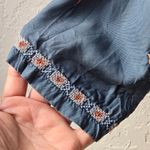 Sundance  Floral Boho Silk Like Cordelia Tunic Embroidered Blue Blouse small Photo 9