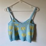 Princess Polly blue & yellow floral sweater crop top Photo 1