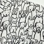 John Mark Button Down Short Sleeve Shirt Large White Black Dog Cat Print Tunic Photo 4