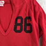 Victoria's Secret Vtg  PINK S Back Logo Hoodie Top Lounge Sleep Red Thermal Boho Photo 2