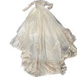 Vtg 60s Lace Victorian Wedding Dress High Neck Long Sleeve‎ Pearl Trim Size 2 XS Photo 7