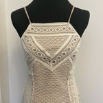 Greylin Off White Crochet Lace Nude Lined Cocktail Boho Mini Dress Photo 3
