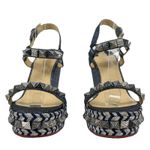 Christian Louboutin  Lame Lux Pyraclou 110 Denim Wedge Sandal Blue Size 41 Photo 2