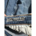 American Eagle Super High Rise Baggy Straight Jean Size 6 Blue Photo 4