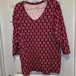 st. john's bay St. John’s Bay Pink/Magenta Print V Neck 3/4 Sleeve Top size 3X Photo 0
