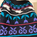 Vintage ADELE Cat Kitten Bow Mouse Heart Sweater 80s Cottagecore Sz LARGE Blue Photo 3