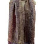 Tweed Fringed Scarf Oversized Purple Tan Pink Photo 0