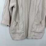 VICI  Cream Oversized Heavyweight Chunky Cable Knit Belted Cardigan Photo 3