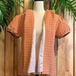 HARVEYS BOUTIQUE Orange Houndstooth Short Sleeve Belted Jacket Photo 0