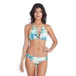 NEW Radio Fiji Corona High Neck bikini top, Medium, floral cream Photo 1