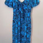 Whistles NEW Starflower Linen Blend Puff Sleeve Midi Sheath Dress Blue Photo 6