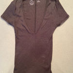Urban Outfitters  Black, V neck short‎ sleeve tee shirt, ribbed, size small Photo 0