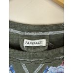 Paparazzi Women's Size M Green Floral Embroidered Top Long Sleeve Stretch Boho Photo 5